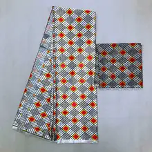 Шелковая восковая ткань, Африканский воск, стиль, последний Шелковый Атласный воск с шифоновой блузкой, африканская ткань для платья 4+ 2 ярдов, MO2