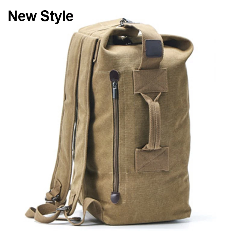 Men's Luggage Canvas Bag Large Capacity Camping Backpack Large Roomy Mountaineering Backpack Best Quality Outdoor Luggage Bag - Цвет: New style Khaki