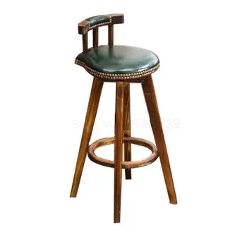 

Retro Solid Wood Bar Chair Modern Simple Rotating High Stool Bar Stool Creative Bar Chair Domestic High Dining Chair