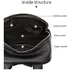 ZENCY Genuine Cow Leather Silver Metal Hardware Women Black White Color Backpacks Young Girl First Layer Cowhide Shooping Bag 5