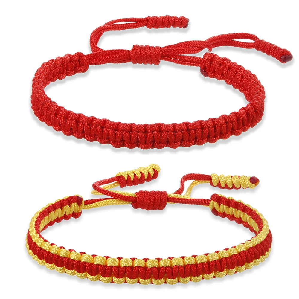 Braided Red String Bracelets & Bangles Tibetan Buddhist Adjustable Knot ...