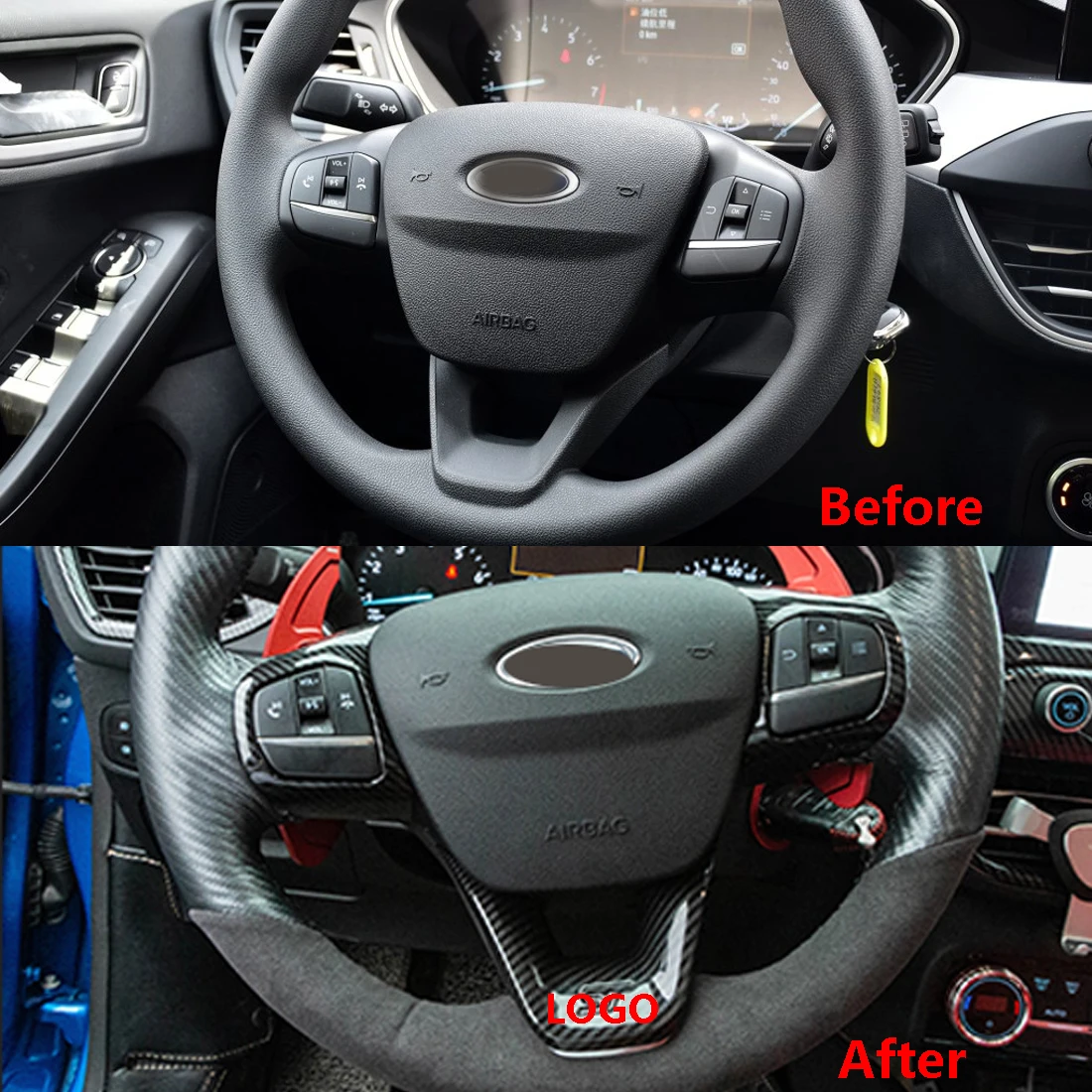 2 шт углеродное волокно цветная крышка рулевого колеса подходит для ford Focus с низкой версией