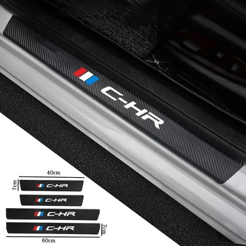

4Pcs Carbon Fiber Car Door Sill Guard Leather Protector Stickers Vinyl Decal For Toyota CH-R CHR 2018 2019 2020 Car Accessories