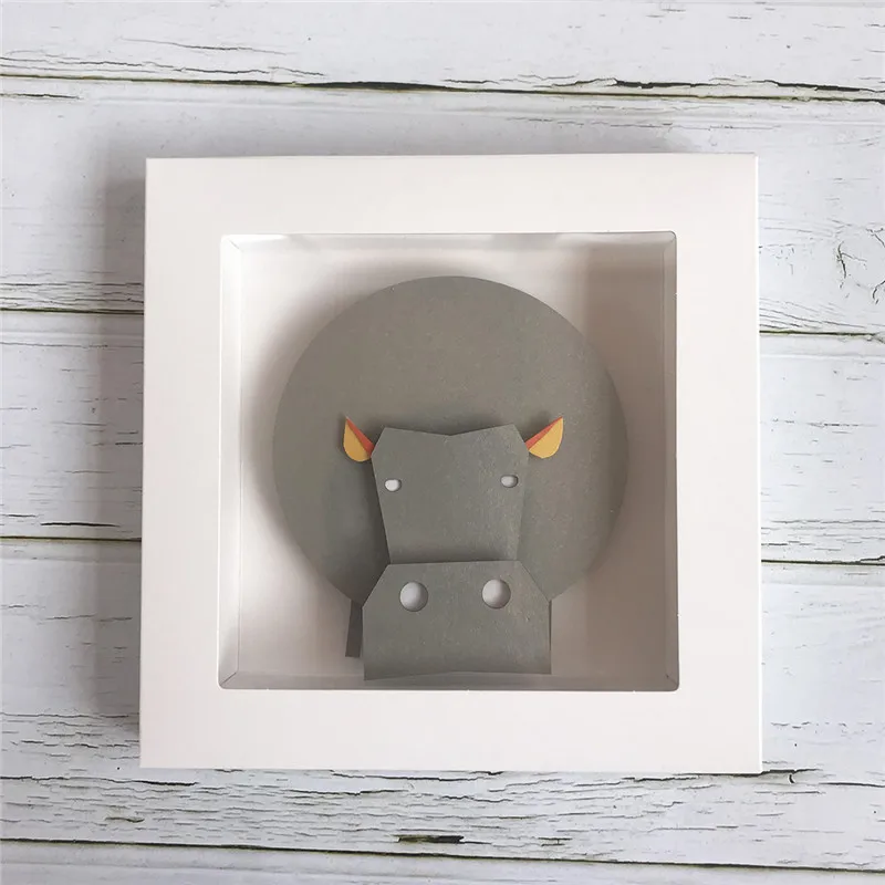 Hippo with Frame DIY ремесло животные бумага настенная рама для картины кулон украшения Рождественский подарок на день рождения ручной работы игрушки Наборы для ремесла для детей и друзей - Цвет: Hippo with Frame