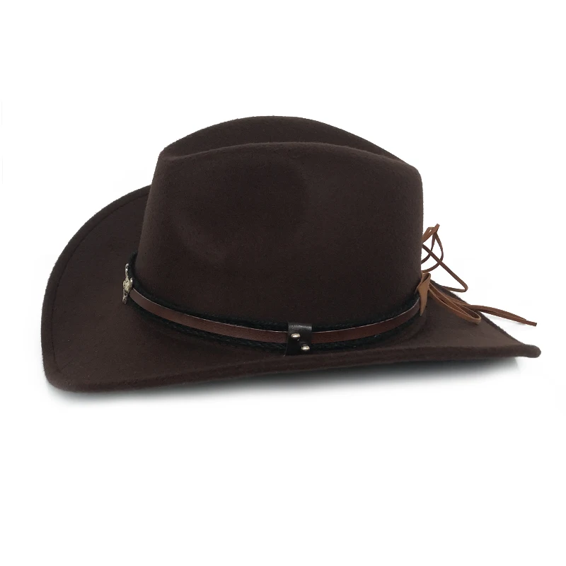 YY Metal Bull Belt Fedora Кепка для мужчин с широкими полями ковбойские шапки; сезон осень-зима теплая Трилби панама джаз шляпа FD19032