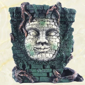 

1Pc Resin Craft Aquarium Ornament Fish Tank Mayan Portrait Decoration Aquatic Plant Landscape Adornment for Aquarium Fish Tank (