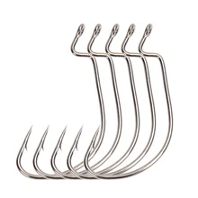 

100Pcs/Lot Fishing Hook Carbon Steel Wide Crank Offset Fishhook 4#-5/0 For Soft Lure Bass Barbed Carp Fishing Tackle Worm Hook