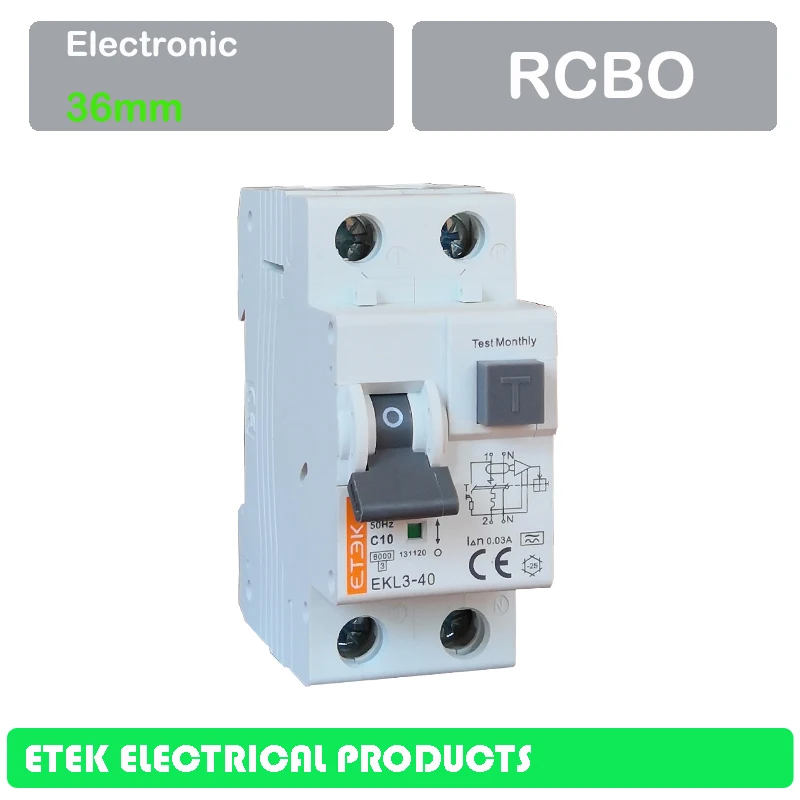RCBO EKL3-40 1P + N C Тип 230V ~ 50 HZ/60 HZ RCCB с защитой от перегрузки по току 6A 10A 16A 20A 25A 32A 40A |