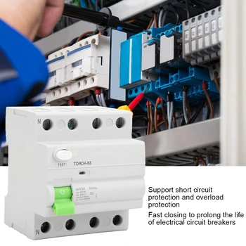 

4P 63A 30mA 220-380V Leakage Protection Circuit Breaker Safety Residual Current Device