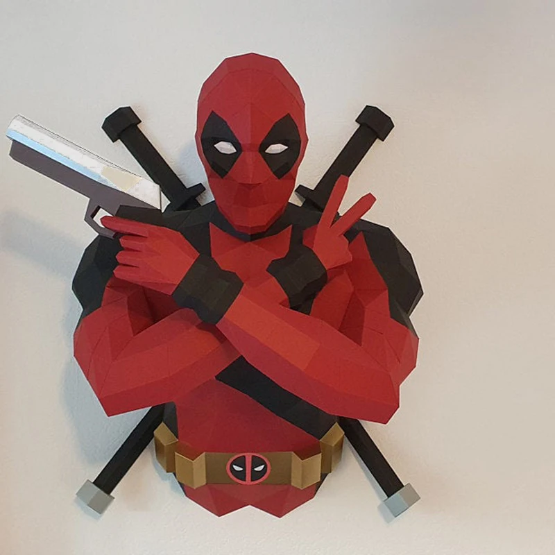 3D Paper Model Handmade Deadpool Wall Papercraft Home Decor Wall Decoration Puzzles Educational DIY Kids Toys Birthday Gift afbeelding