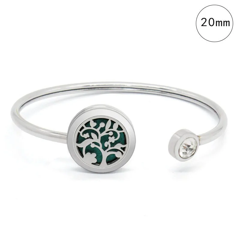 20mm-Without Crystal Браслет с эфирными маслами для женщин и девочек, духов, духов, выдолбленные браслеты из нержавеющей стали, серебряные женские ювелирные изделия - Окраска металла: 20mm-Without Crystal