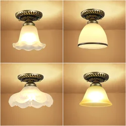 Lámpara de techo de flores para pasillo, lámpara de decoración Simple para balcón, porche, hogar, estilo americano Retro europeo