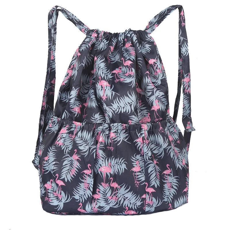 2022 Fashion Vintage Drawstring Backpacks Women Large Capacity Flower Ethnic Style Waterproof Nylon Rucksack Shoulders Backpacks