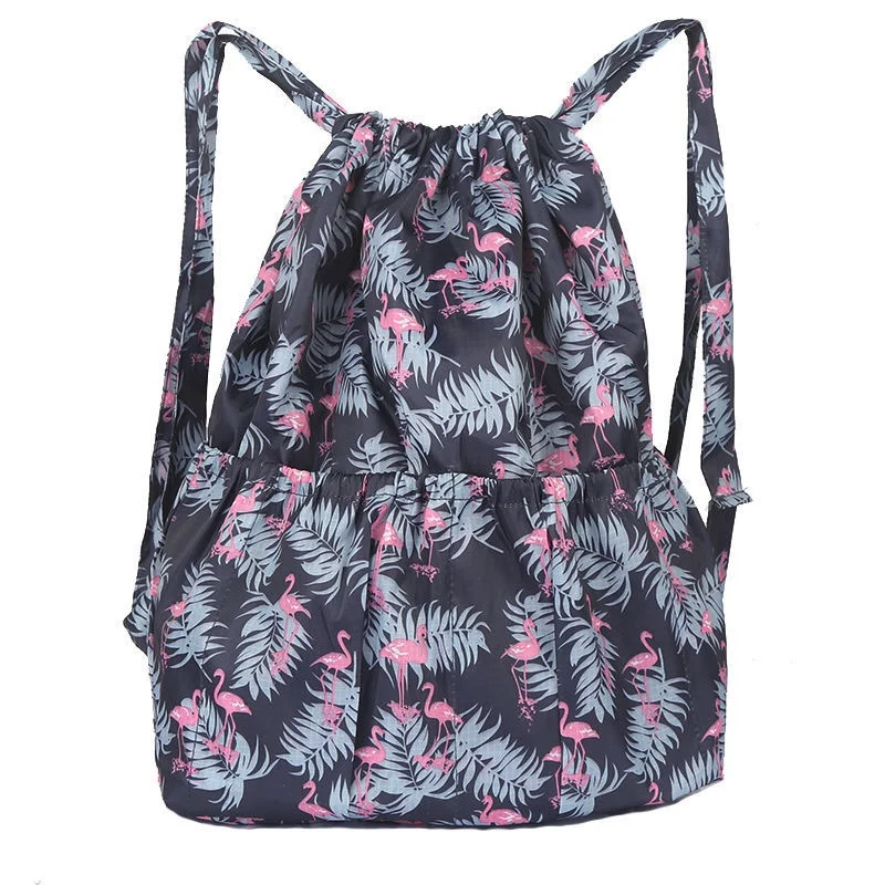 2022 Fashion Vintage Drawstring Backpacks Women Large Capacity Flower Ethnic Style Waterproof Nylon Rucksack Shoulders Backpacks 