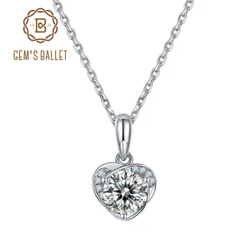 

GEM'S BALLET 6.5mm 1.0Ct D Color Heart Moissanite Diamond Pendant 925 Sterling Silver Necklace For Women Wedding Jewelry