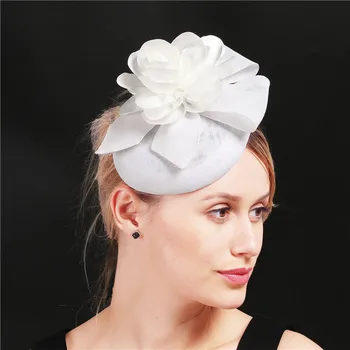 

White or multi colors women fascinator hat with nice flower decor gorgeous ladies millinery prom cocktail race headwear headband