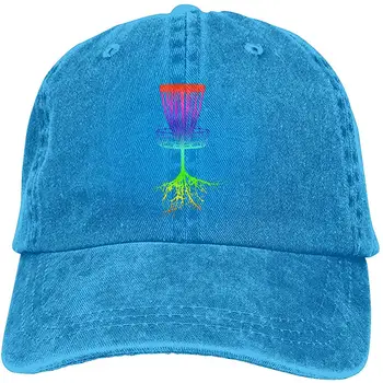 

Unisex Adults Vintage Washed Baseball Cap Adjustable Dad Hat - Rainbow Disc Golf Tree Roots Black