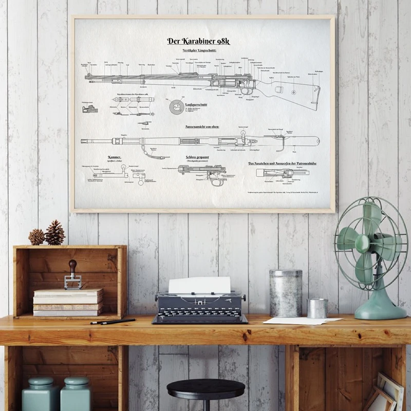 WWII Mauser K98 German Rifle Patent Canvas Prints