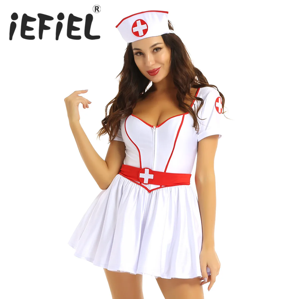 Сексуальный женский костюм для ролевых игр, белый костюм Доктора медсестры, наряд для взрослых женщин, платье, эротический комплект нижнего белья для платья, праздничная одежда