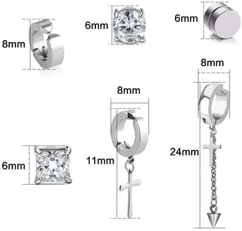 

Lvcky 6Pairs Stainless Steel Strong Magnet Magnetic Earrings for Men Women Ear Non Piercing Earring Set Hinged Earrings （-）