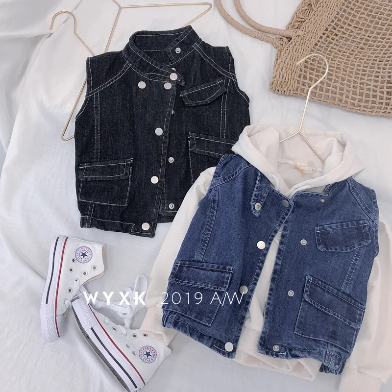 

New Kids Jacket Spring Autumn Casual Denim Vest for Boys Fashion Sleeveless Boy Jackets Kids Baby Outerwear 1 2 3 4 5 6 7 Years