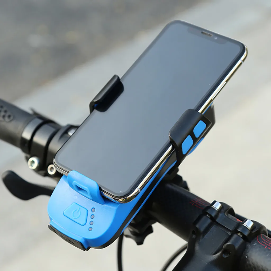 4 in 1 Multi-function Bike Light 2* T6 LED USB Rechargeable Bike Headlight Phone Holder Horn 4000mah Power Bank Bicycle Lamp