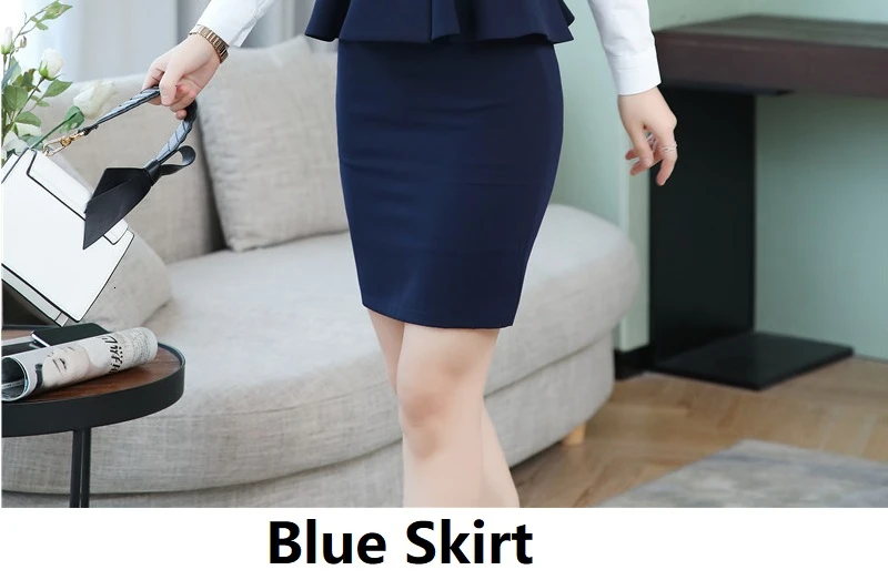 Blue Skirt Новинка полосатый формальный женский деловой костюм OL стили профессиональные блейзеры для женщин офисная Рабочая одежда осень зима брючные костюмы - Цвет: Blue Skirt