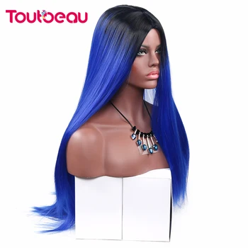 

Long Straight Blue Synthetic Wig 24 Inches Blue Pink Grey Blonde Wigs for Women Heat Resistant Hair for Black Women Replace wig