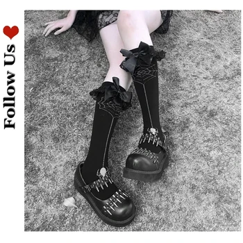 

2020 New Style Sexy Woman Japanese Diablo Lolita Thigh High Stockings Spider Web Pantyhose Diamond Large Grid Tights Gothic