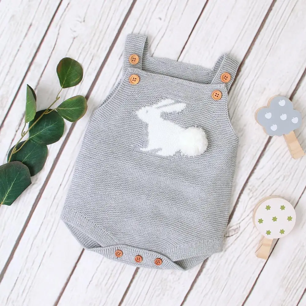 Newborn Baby Bodysuits Cute Rabbit Knitted Infant Bebes Boys Girls Body Tops 0-18M Toddler Kids Bebes Jumpsuits Outfits Clothes
