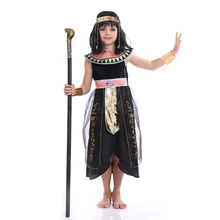 

Dark Egyptian Cleopatra Costume For Girls Black Nile Queen Outfit Kids Ancient Egypt Goddess Historical Pharaoh Princess Dress