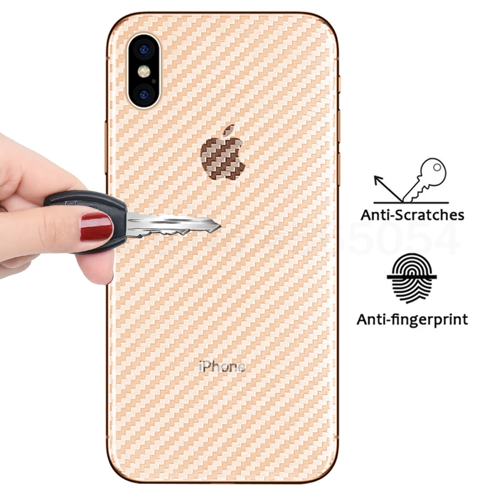 Carbon Fiber For iphone XS 7 8 XR X 6 6S XS Max 7 8 Plus 6 6S Plus Phone Back Screen Protector Sticker Transparent Film