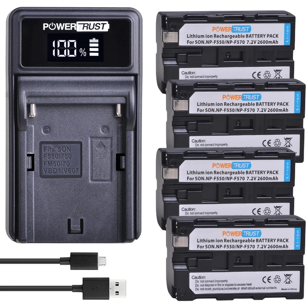 PowerTrust 4 шт телефон аккумулятор светодиодный ная USB зарядка для Sony