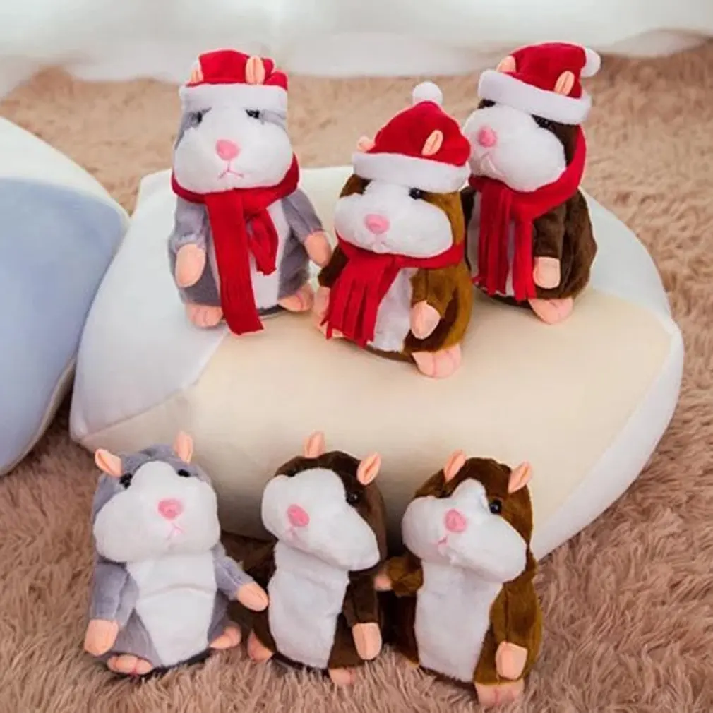 

2019 Electric Talking Walking Hamster Cheeky Valentine's Day Gift Record Hamster Repeat Stuffed Animals Toys Kids 16cm