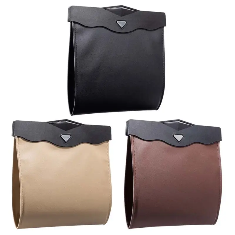

Smart LED Car Trash Can Waterproof Garbage Bag Leather Storage Pocket Reusable