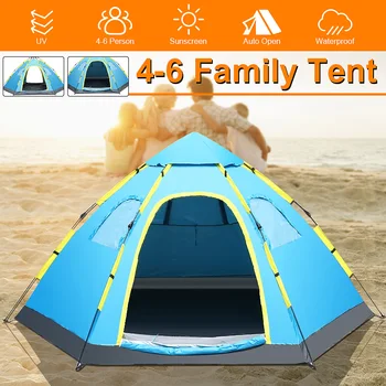 

Outdoor Folding Tent Sunscreen Ultralight Automatic Family Camping Equipment Double Tents Large Area Waterproof PU Fabric Tents