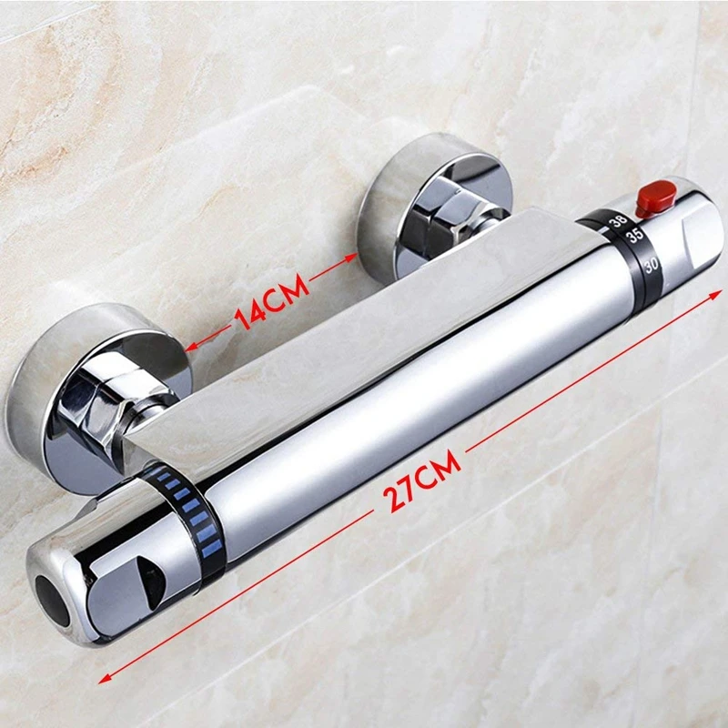 Chrome Thermostatic Bar Shower Mixer Valve Anti Scald Tap