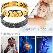 Модные ювелирные изделия магнитотерапия браслет 316L Нержавеющая сталь двойной ряд энергии элементарная версия стильный для мужчин золото широкий выпуск