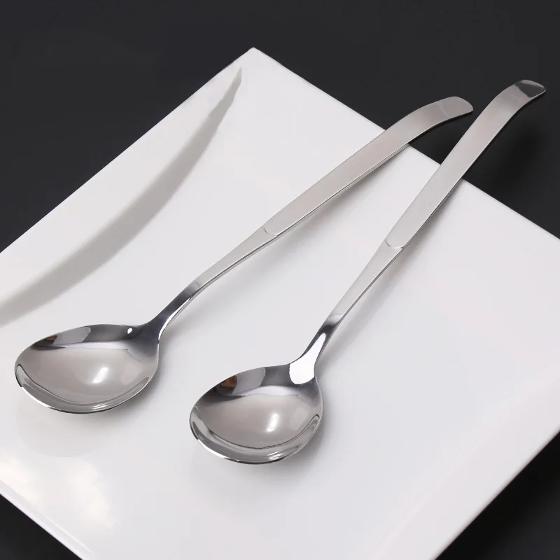 

12pcs Stainless Steel Korean Soup spoons Special Design Tablespoon Long Hand Stirring Spoon Korean Tableware colheres de sop