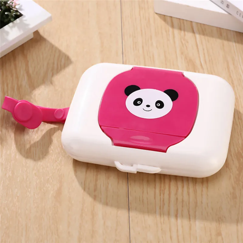 

Wet Tissue Paper Box Care Baby Wipes Case Napkin Storage Box Cartoon Panda Print Holder Lovely Napkin Container 4 Colors