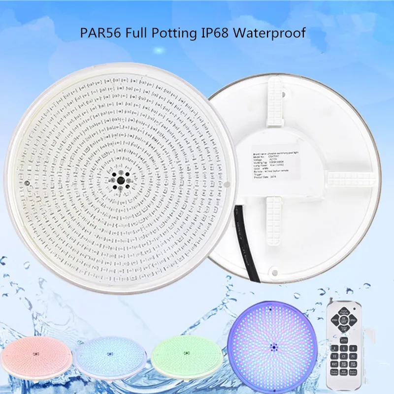 - Ip68 Waterproof Underwater Led Par 56 Led Pool Light Rgb Spotlight Remote Control Pond Lights AC 12V 18W 35W Fountain Lighting