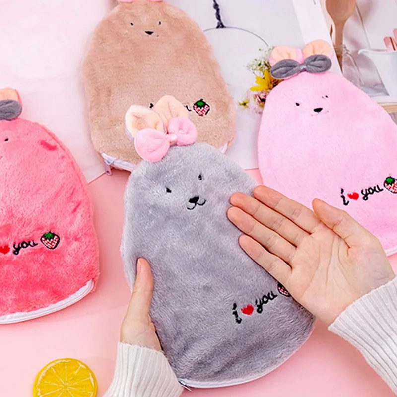 Cartoon Rabbit Explosion-proof Plush Fabrics Hot Water Bottle Cover Warm Water Bag Removable Washable Hot Water Bottle Cover