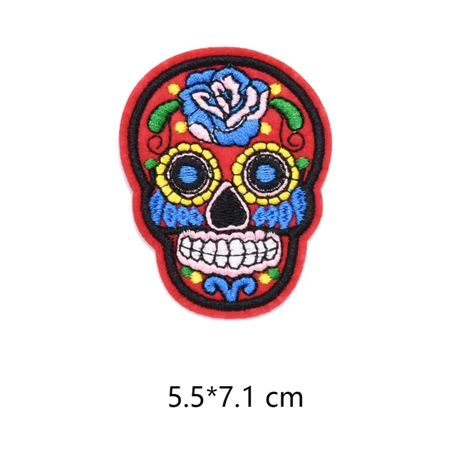 Skeleton Skull Patches For Clothing Badges Goth Gothic Embroidered Appliques Sewing Iron On Patch Tranfer Sticker For Clothes 9
