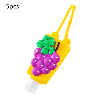 

5Pcs 30ml Refillable Empty Bottle with Colorful Cartoon Fruit Silicone Cover Portable Hand Sanitizer Container Dispenser