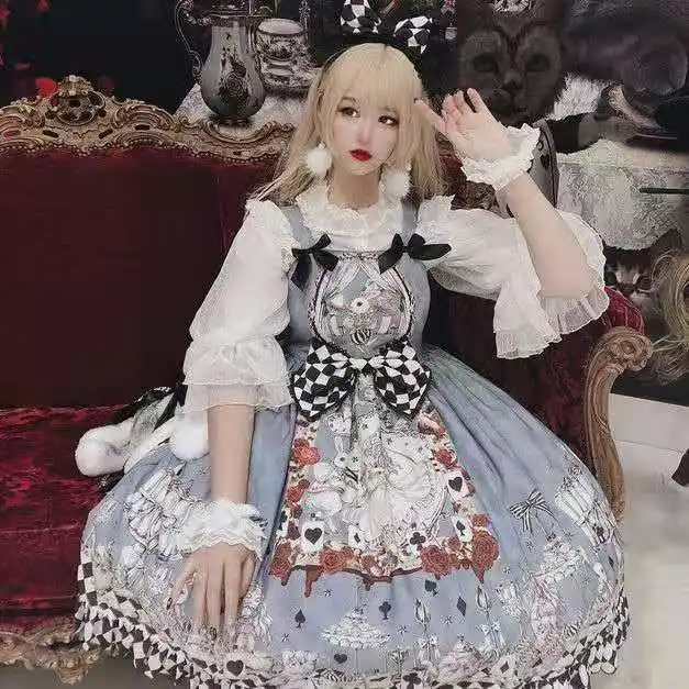 Women Lolita Princess Dress Court-Style Gothic Alice In Wonderland Dress Lolita Costume Cute Anime Maid Cosplay for Girls