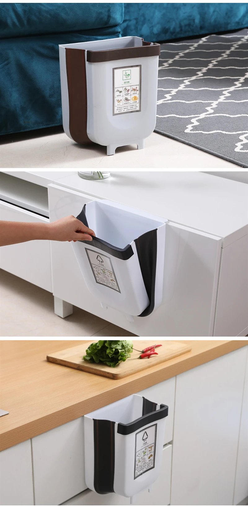 Tacho de basura plegable papelera organizador de cocina | Linio Perú