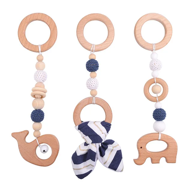1Pc Baby Wooden Teethers Baby Gym Play Wooden Star Nordic Style BPA Free Beech Ring Rattle Newborn Educational Musical Toy Gifts 20