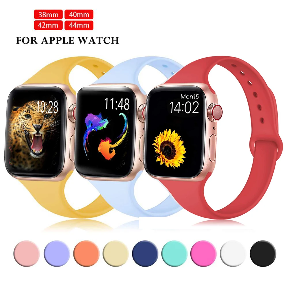 Мягкий силиконовый ремень для наручных часов Apple Watch Series 5 4 3 2, 38 мм, ремешок 42 мм, сменный спортивный браслет, ремешок для наручных часов iWatch, 4, версия 1, 2, 3, ремешок