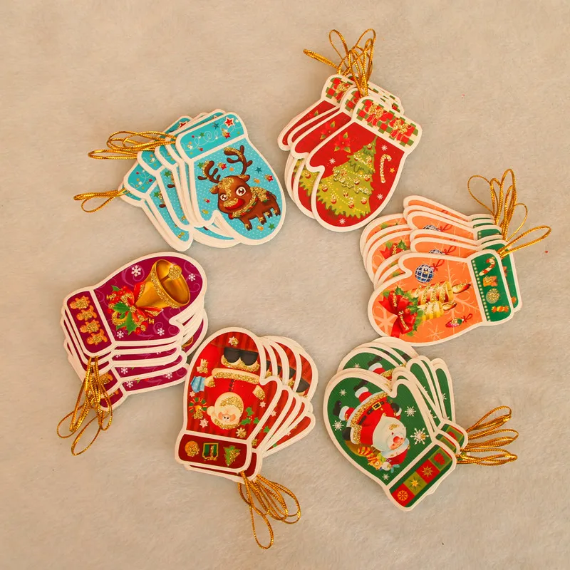 Christmas gloves 10 шт./мини-Открытка Санта-Клаус, открытка для сообщений, Рождественская открытка, новогодняя Подарочная открытка, украшения для елки своими руками - Цвет: Christmas gloves