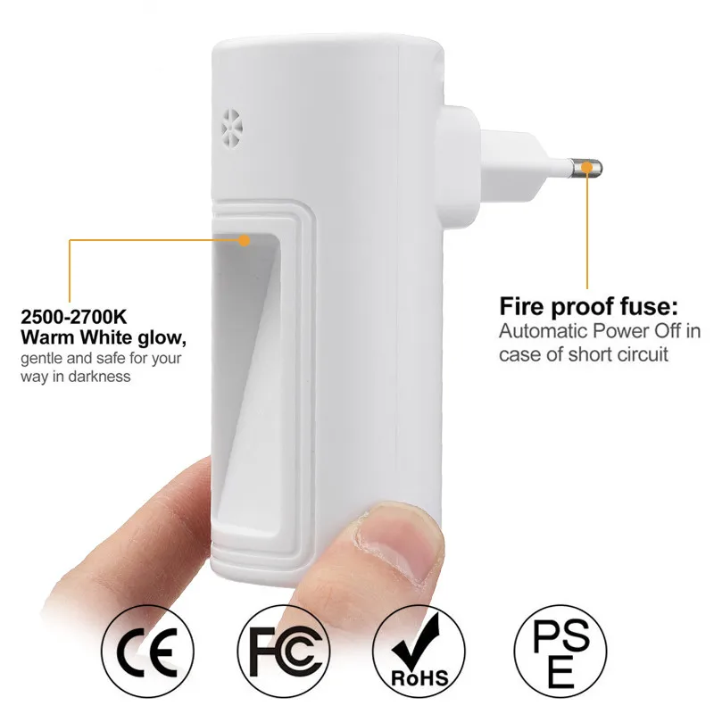  2 LED PIR Motion Sensor Night Light Bathroom Lamp Lighting Bulb Plug In US/UK/EU - 32966490024